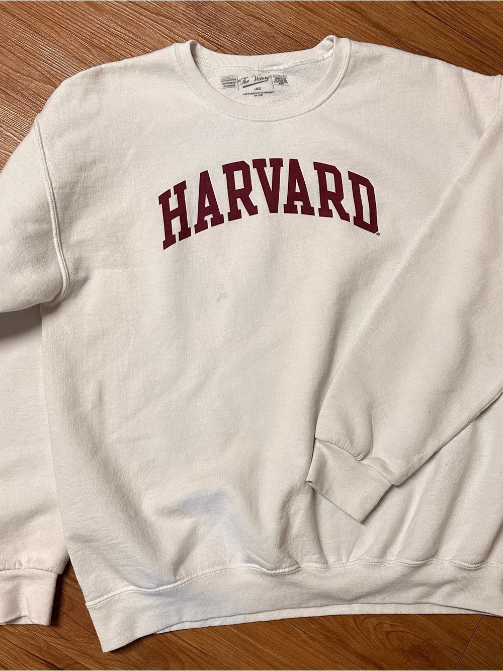 Harvard Cream Crewneck Sweatshirt with Maroon Logo